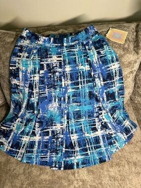 LuLaRoe Blue Multi-Tone Abstract Skater Skirt
